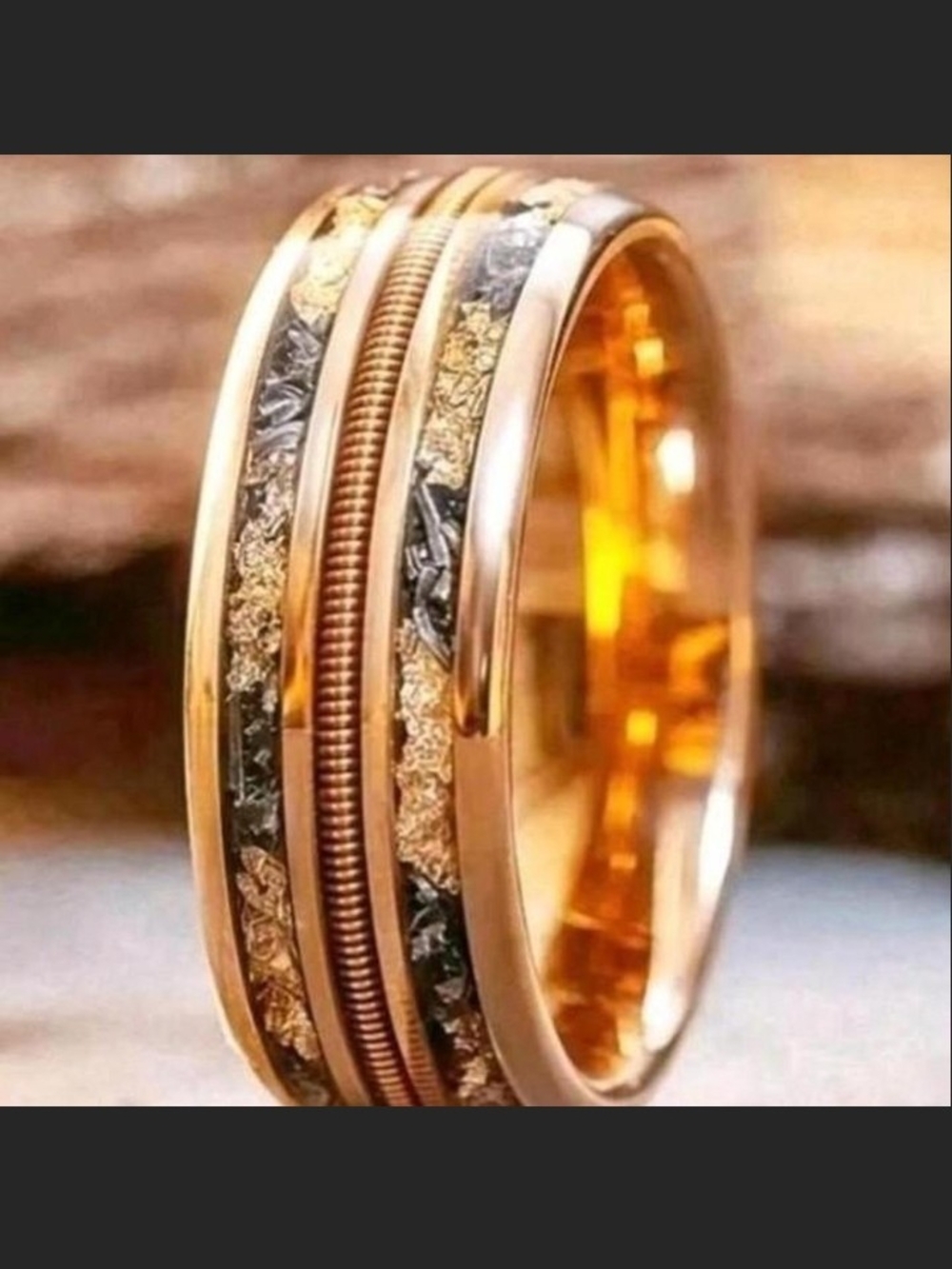 Elegant Two-Tone Gold Men’s Band Ring